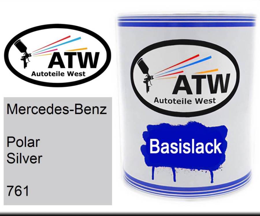 Mercedes-Benz, Polar Silver, 761: 1L Lackdose, von ATW Autoteile West.